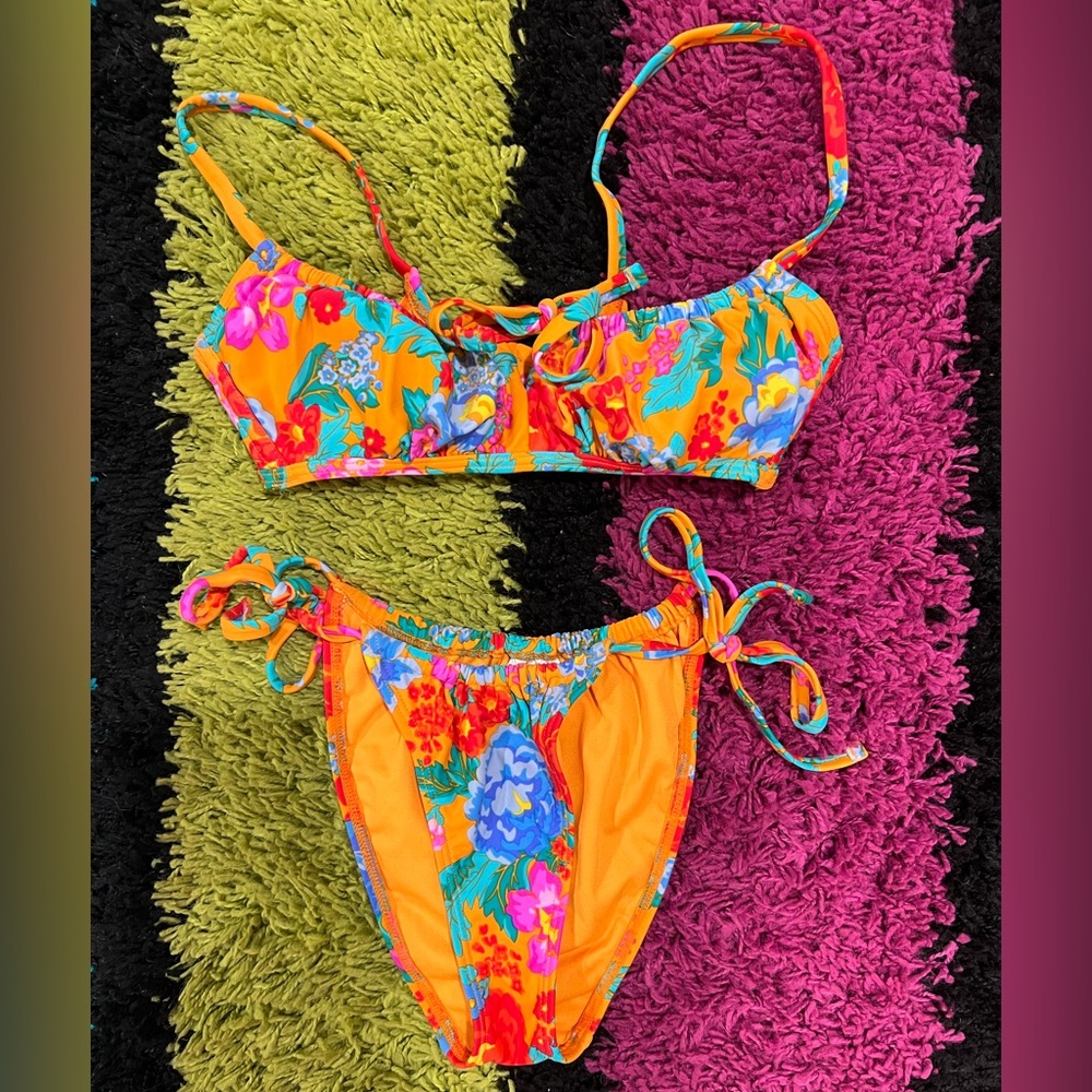 Xhilaration Multicolor Floral Print String Bikini Set